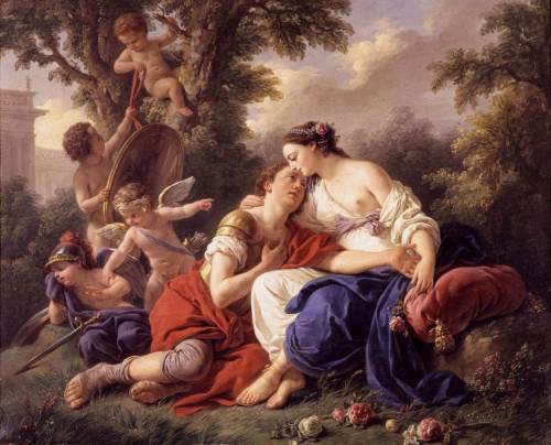 imagen: Wga.hu artista: Louis-Jean-François Lagrenée  Rinaldo y Armida, 1766
